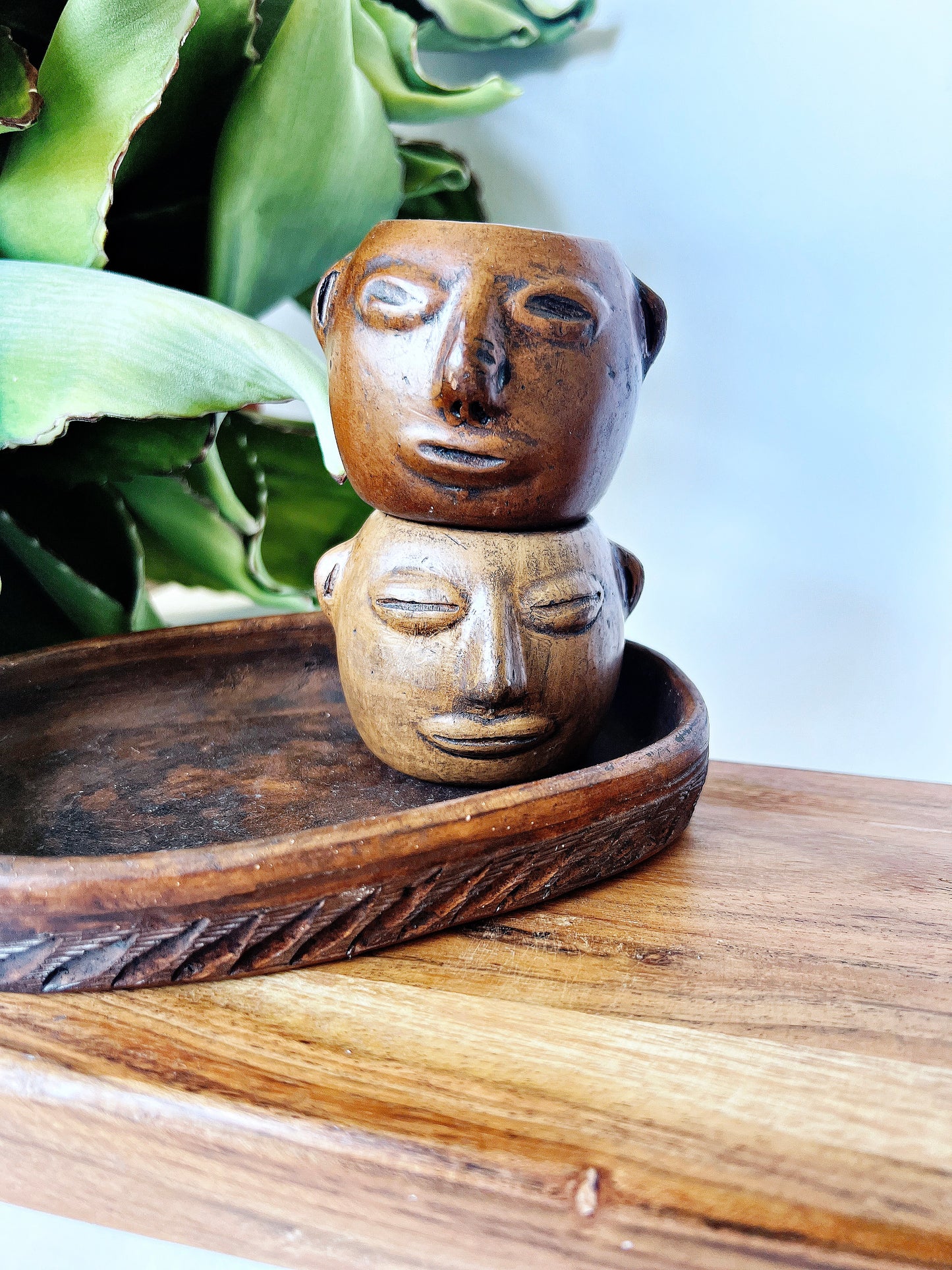Oaxacan Face Double Mezcal/Tequila Set- Artisan Made