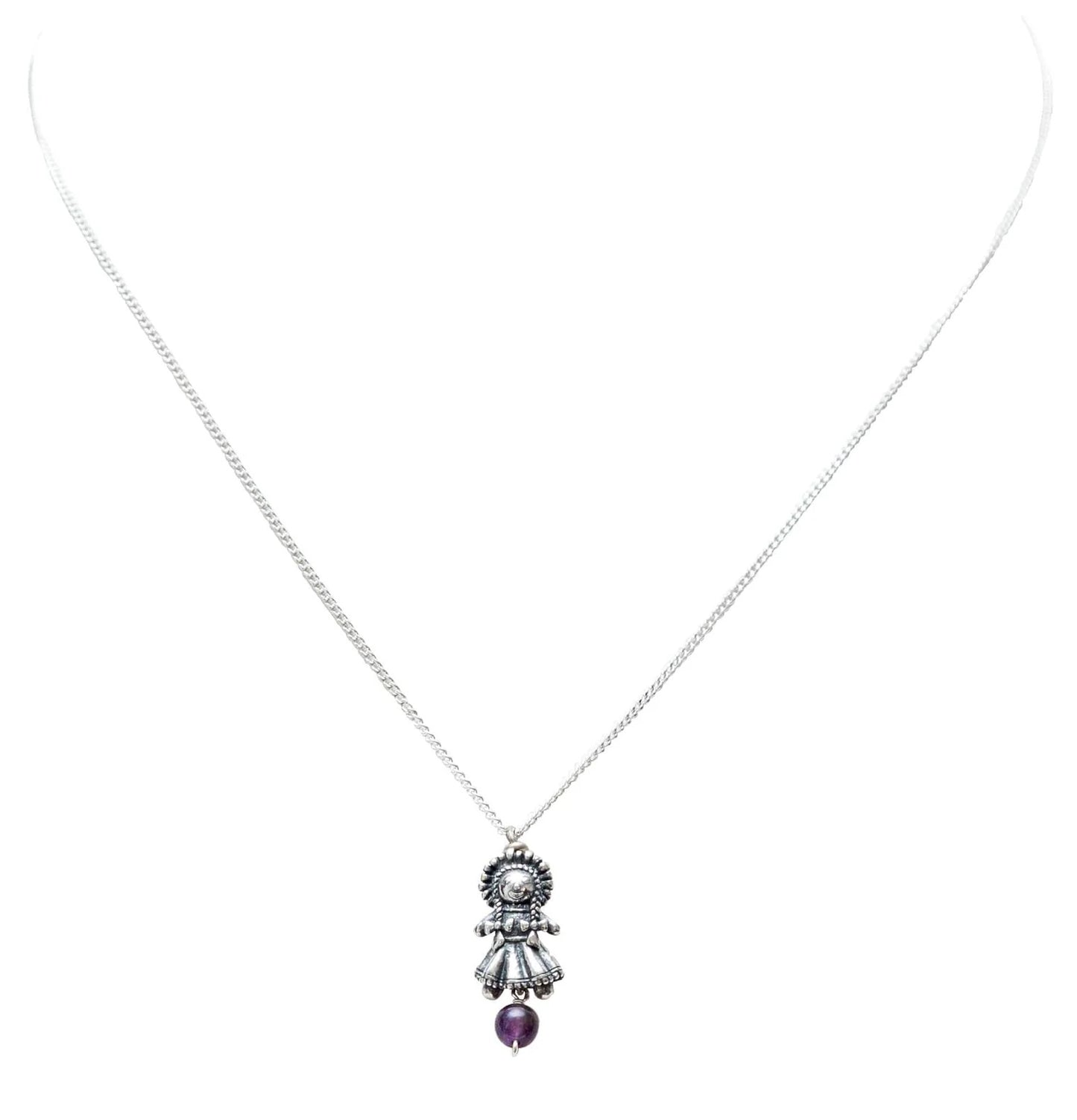 Mini Amethyst Muñeca Necklace .925 Silver by Gabriela Sánchez
