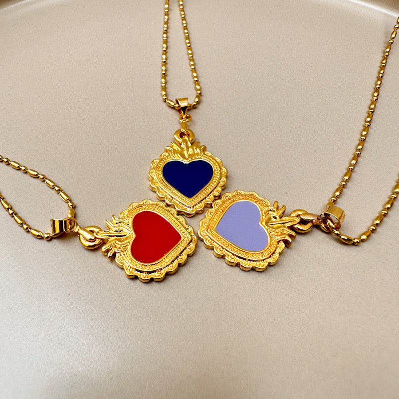 Sacred Heart Necklace- 14k Gold Plated Heart Necklace