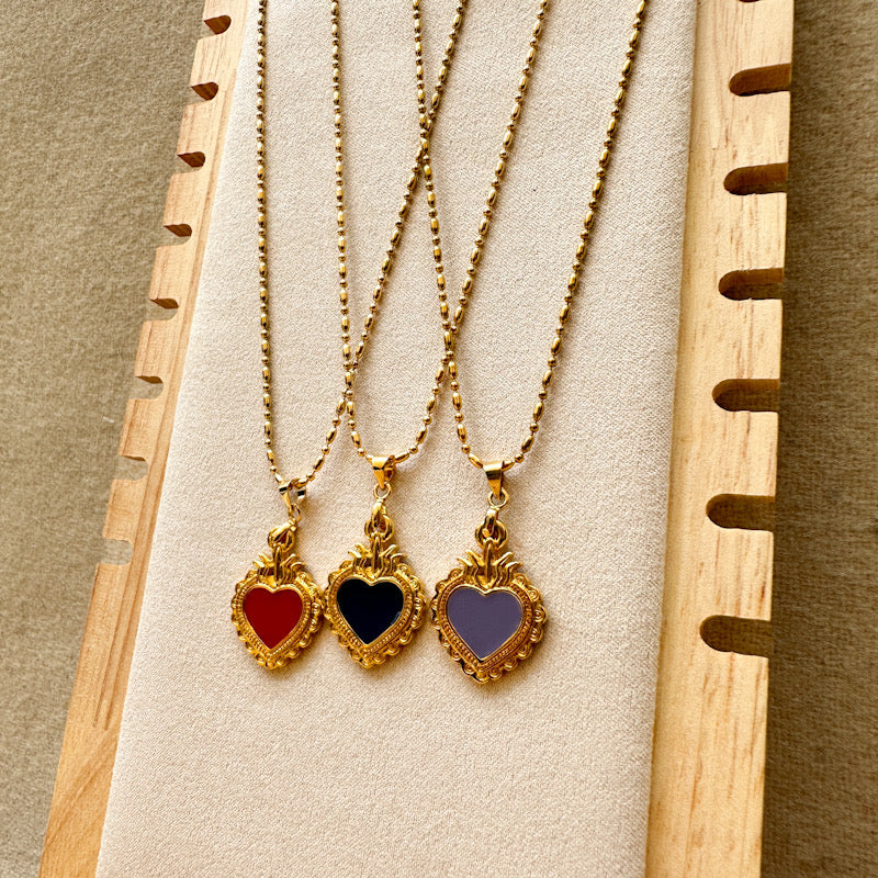 Sacred Heart Necklace- 14k Gold Plated Heart Necklace