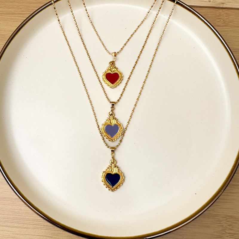 Sacred Heart Necklace- 14k Gold Plated Heart Necklace
