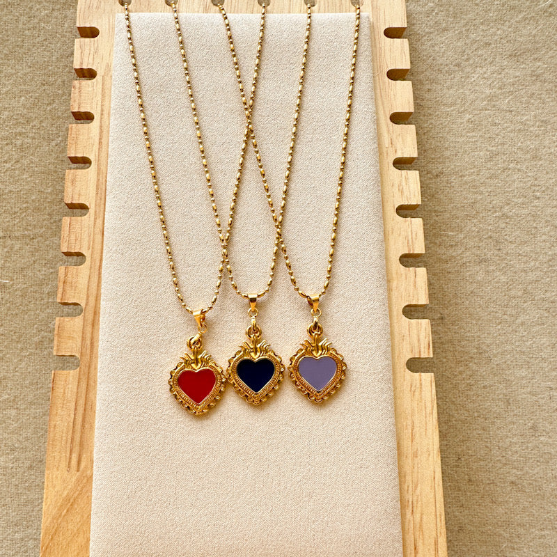 Sacred Heart Necklace- 14k Gold Plated Heart Necklace