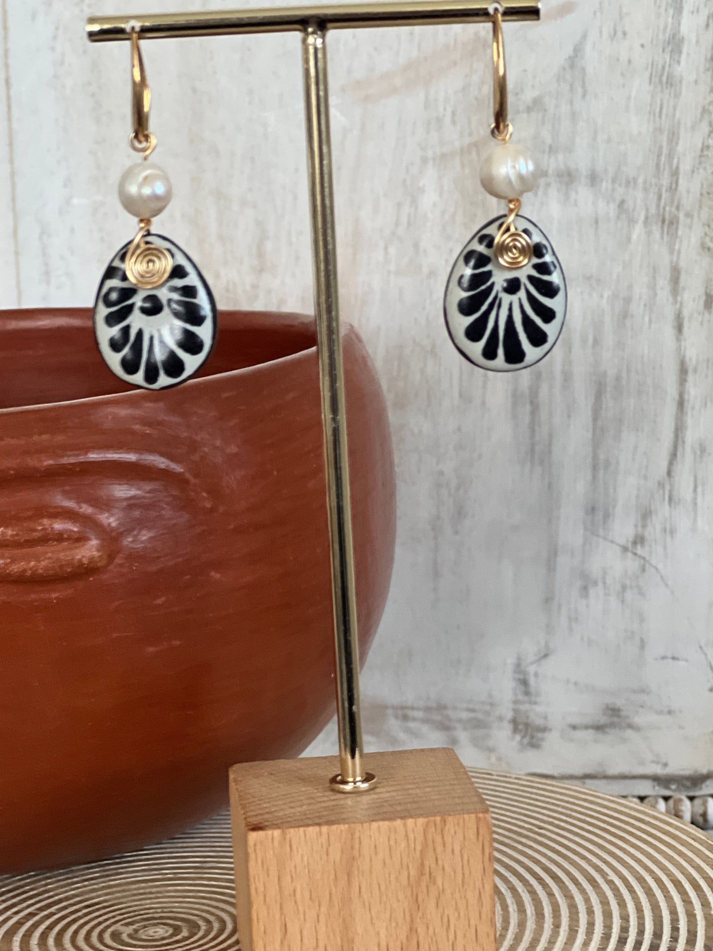 Bonita Earrings 14K Gold Plated Talavera River Pearl