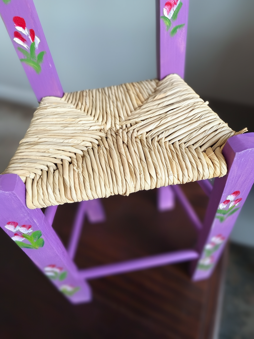 Hand-Painted Mexican Folk Art Chair from Tonalá | Floral Wood Accent Chair