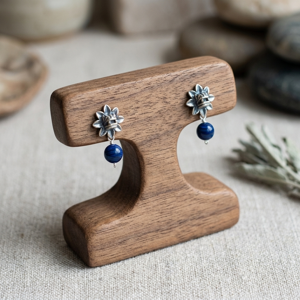 Mini Kukulcán Sterling Silver Earrings with Blue Malachite | Gabriela Sanchez