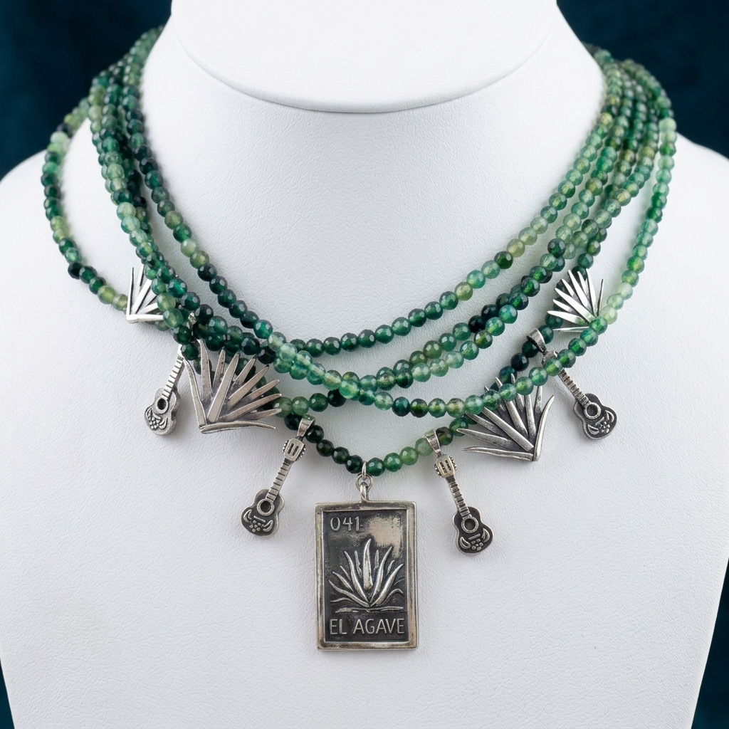 Green Onyx Sterling Silver Statement Necklace | Handmade Mexican Jewelry by Gabriela Sánchez Guadalajara