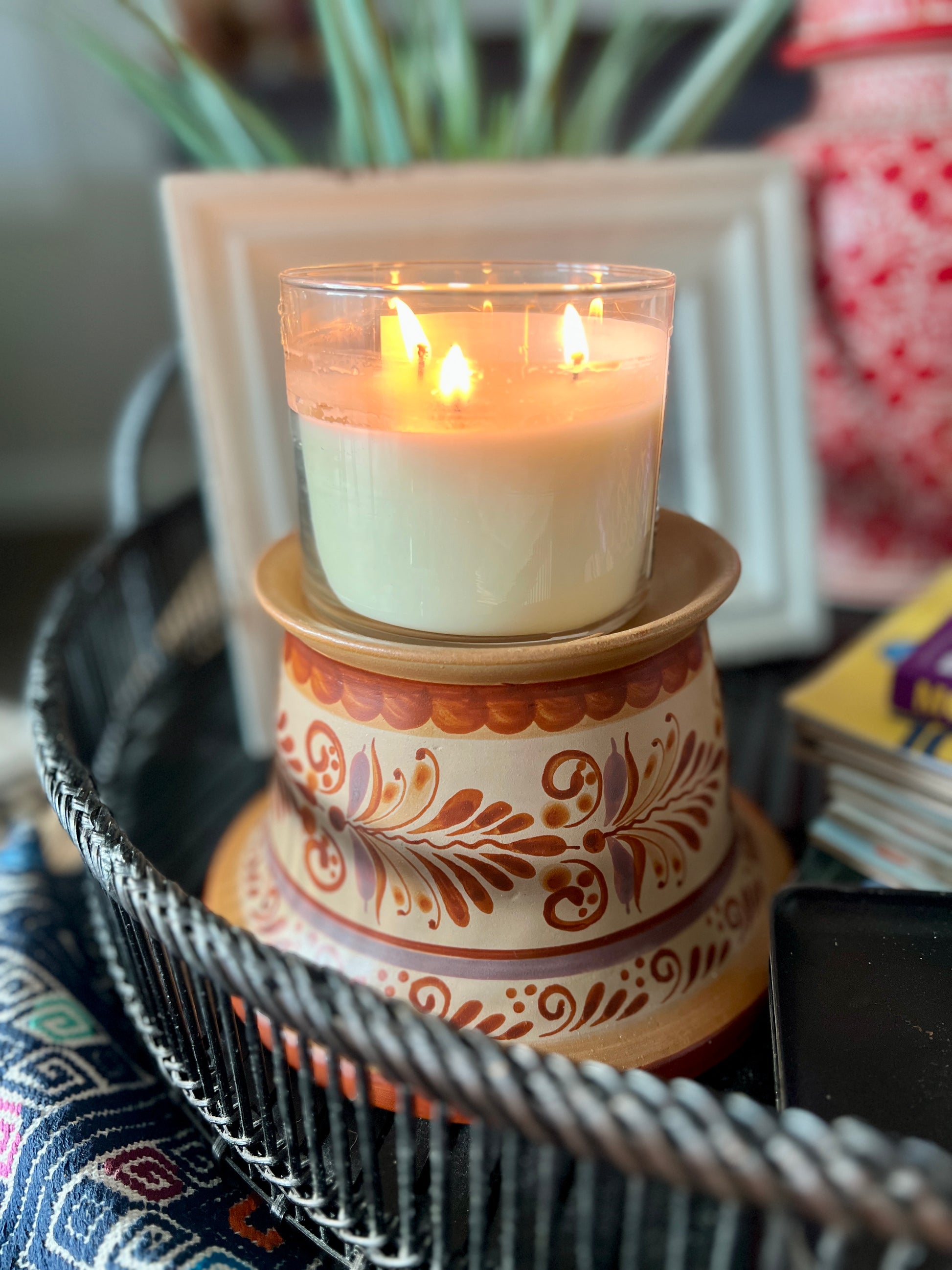Barro Canelo Candleholder – Handmade Mexican Pottery from Guadalajara