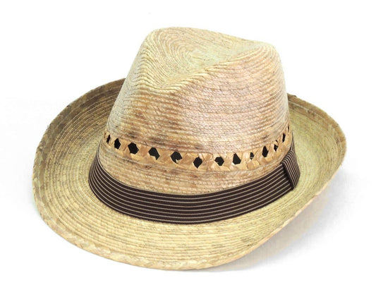 Denison Palm Straw Hat with Band Fine Brim Adjustable