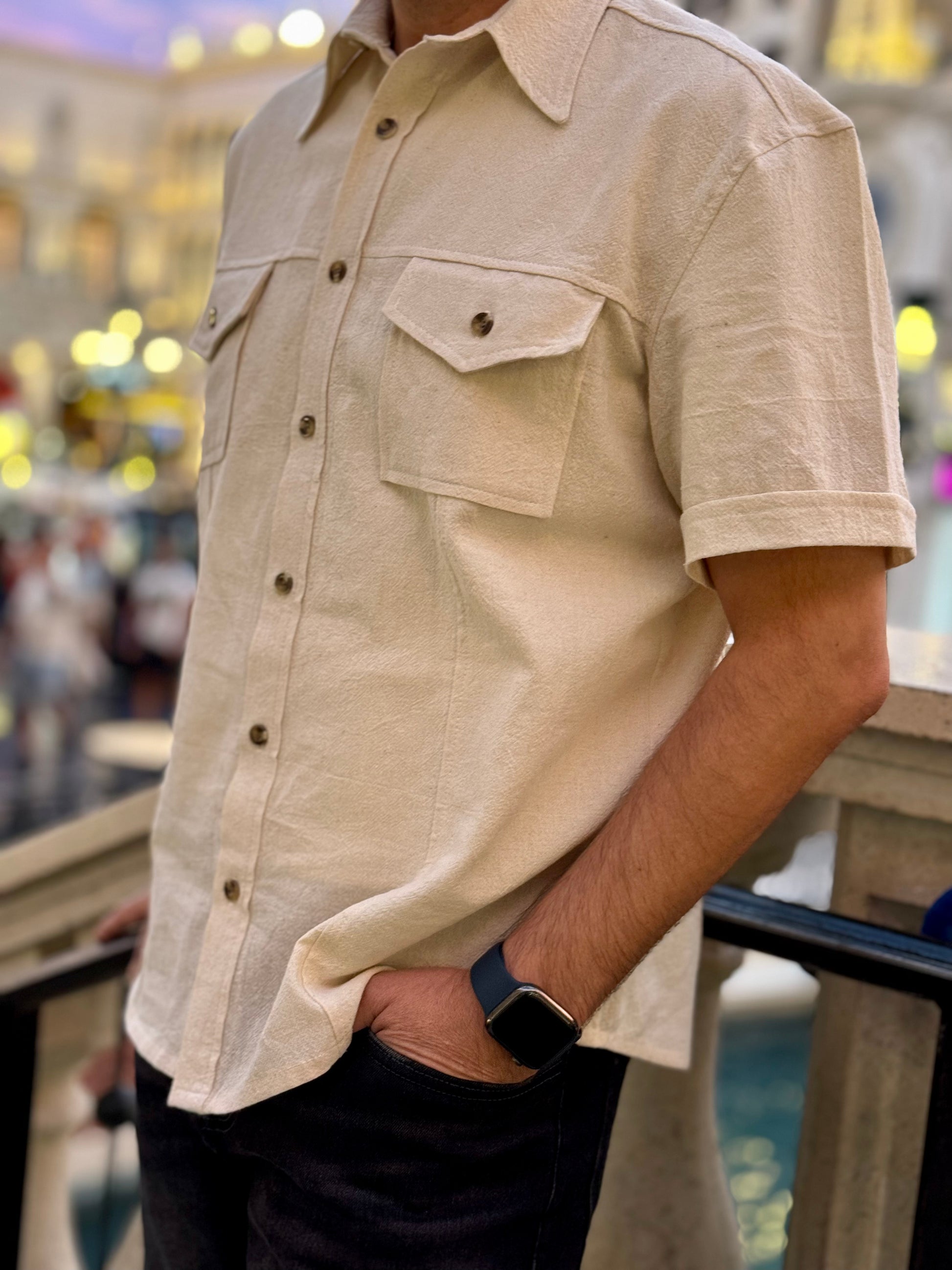 Guayabera "Enrique" - 100% Cotton- Two Front Button Pocket Design