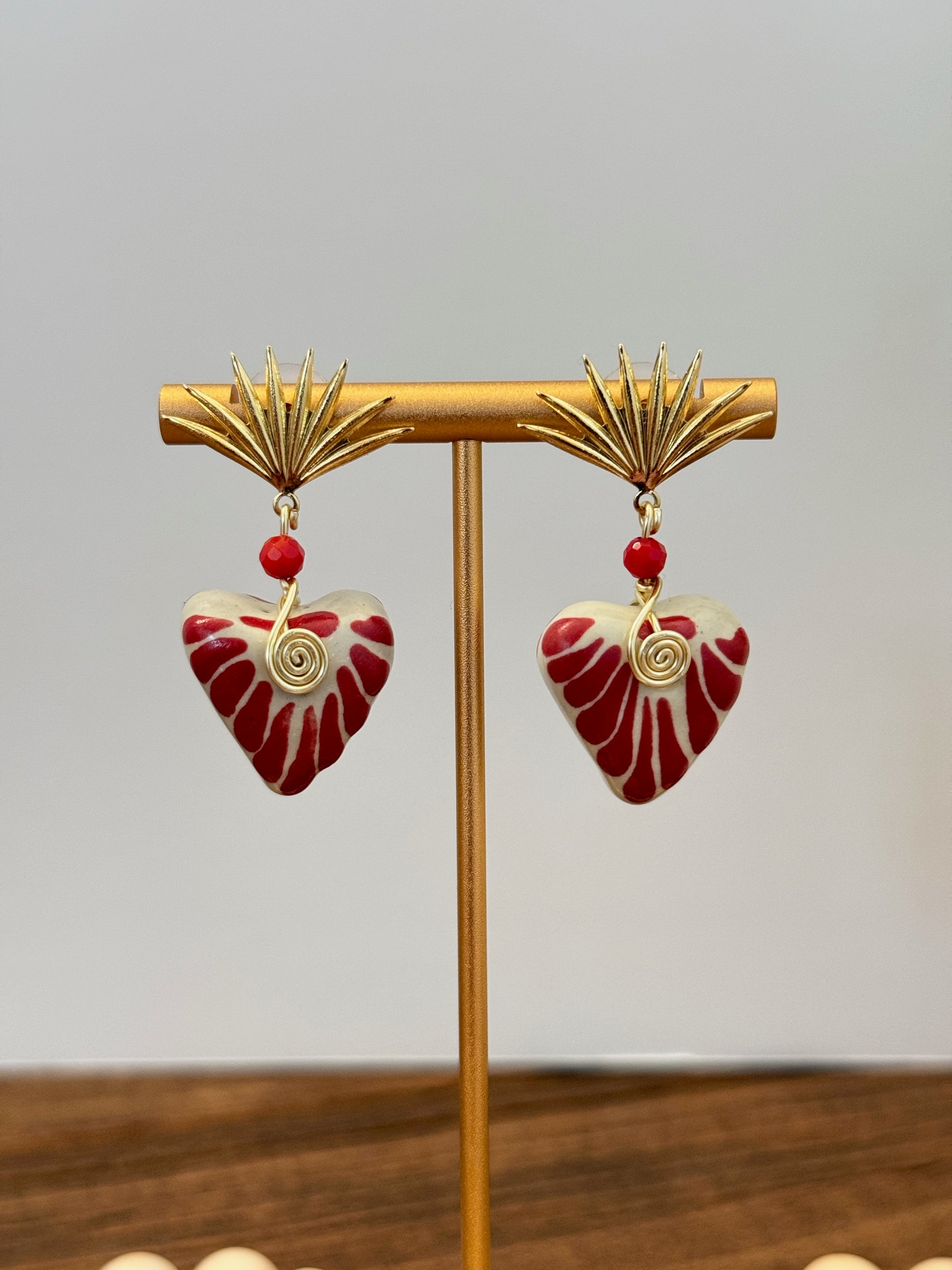 Agave Corazon Earrings 14K Gold Plated Talavera
