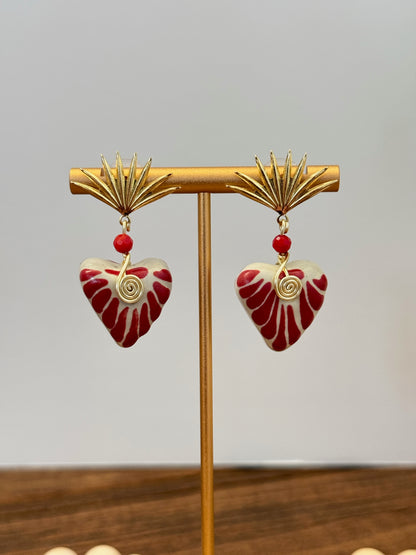 Agave Corazon Earrings 14K Gold Plated Talavera