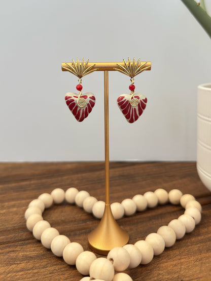 Agave Corazon Earrings 14K Gold Plated Talavera
