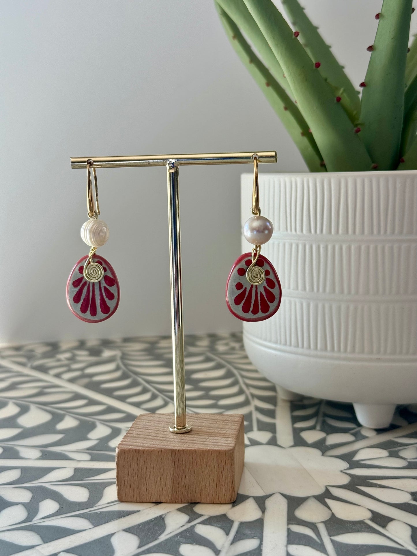 Bonita Earrings - 14K Gold Plated Talavera River Pearl