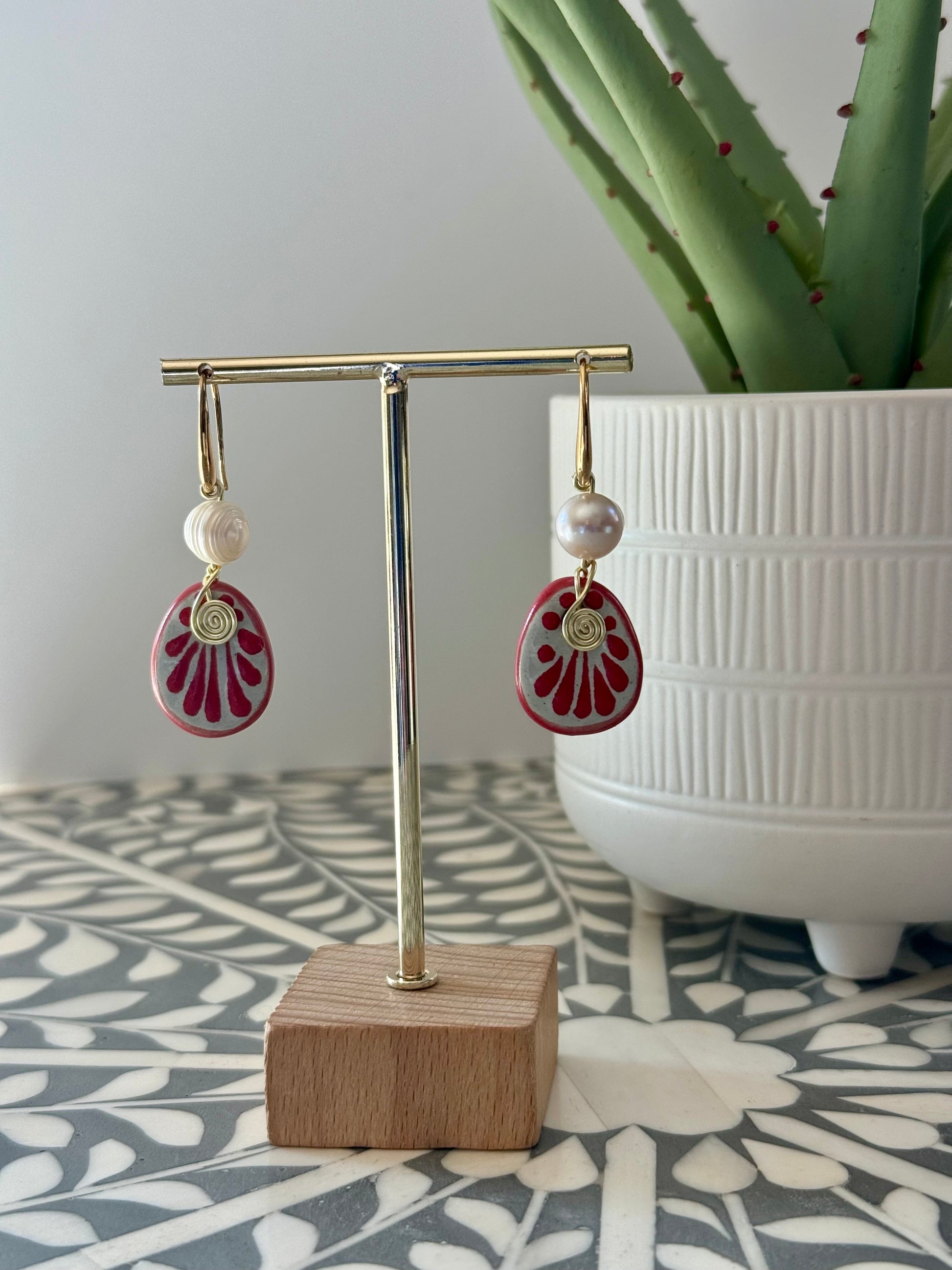 Bonita Earrings - 14K Gold Plated Talavera River Pearl