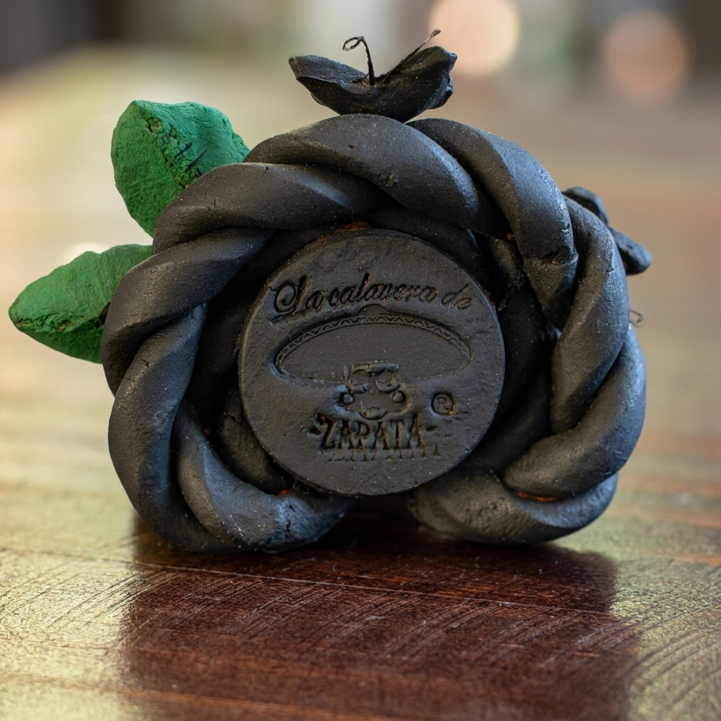 Back stamp of artisan made catrina head