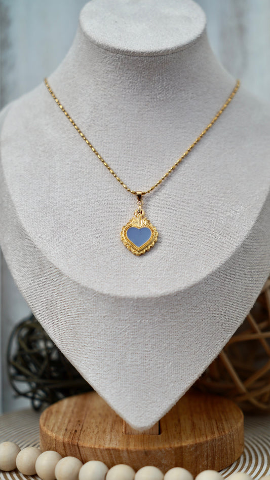 Sacred Heart Necklace- 14k Gold Plated Heart Necklace