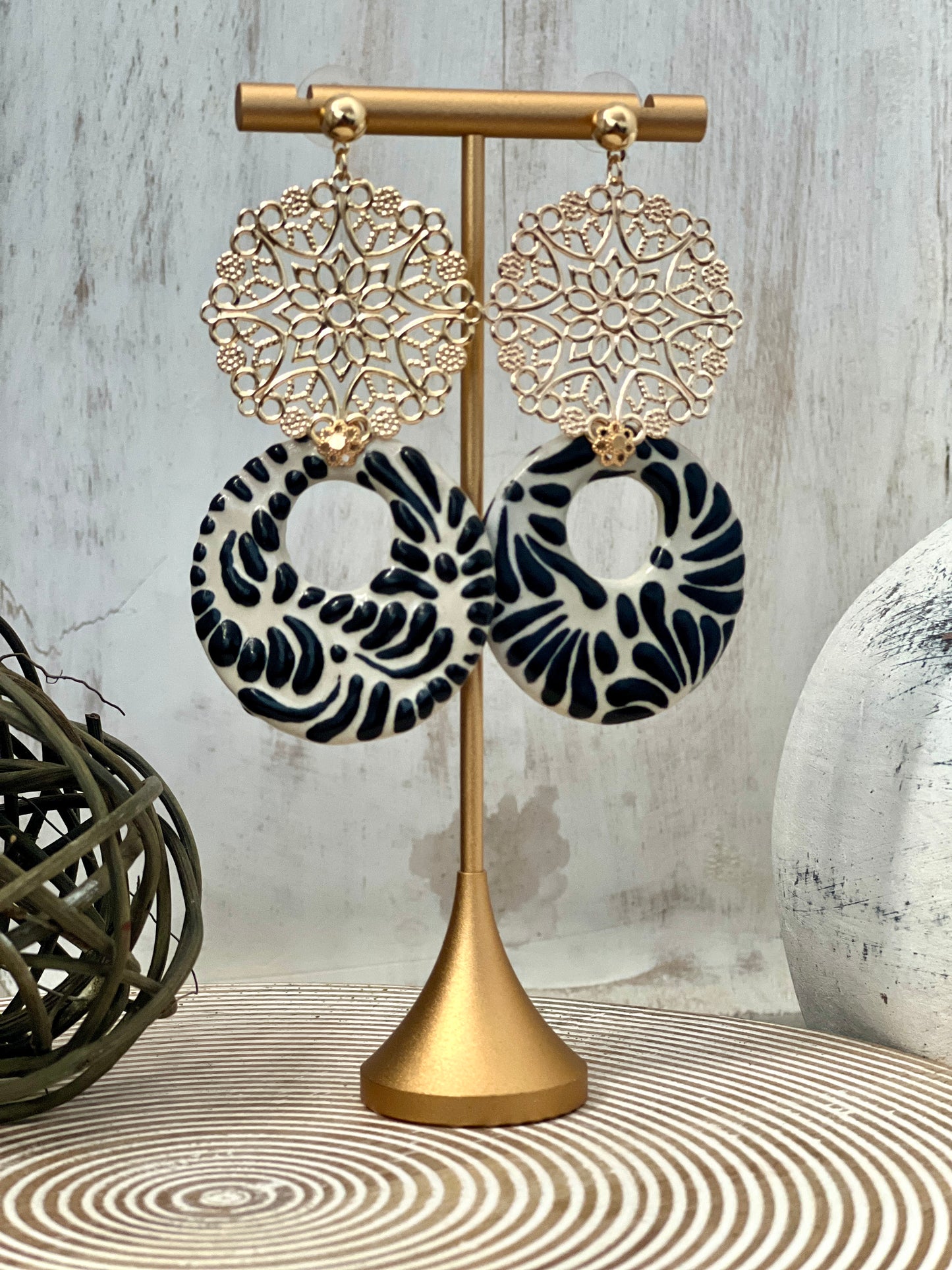 Adela Earrings - 14K Gold Plated Talavera