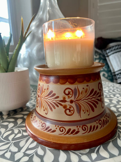 Barro Canelo Candleholder – Handmade Mexican Pottery from Guadalajara