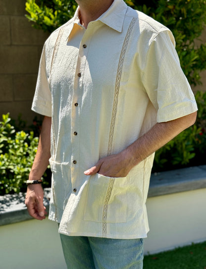 Guayabera Vera Cruz- Traditional Design-Loose Fitting- Two Pocket Front