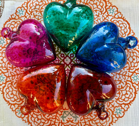 Blown Glass Heart- Handmade Artisan- Made in Mexico