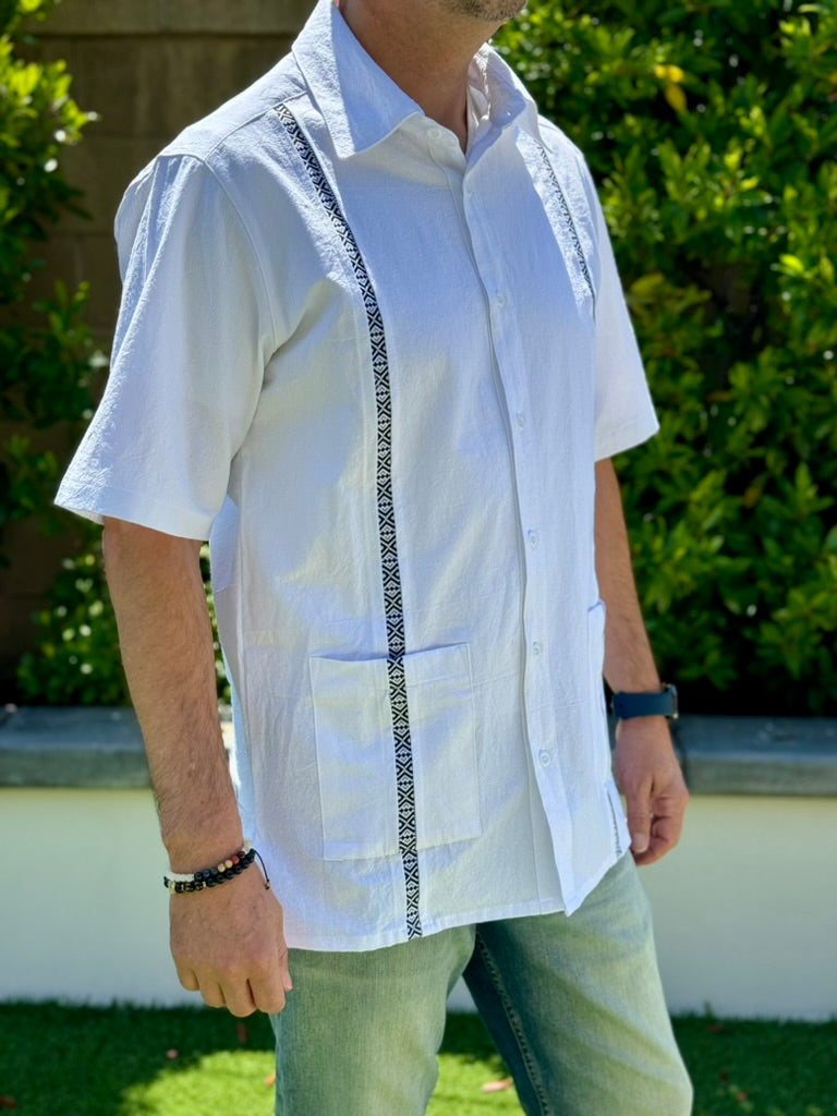 Guayabera Vera Cruz- Traditional Design-Loose Fitting- Two Pocket Front