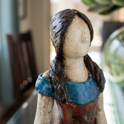 Handmade Mexican Ceramic Woman Sculpture – Artisan Folk Art Statue from Guadalajara – 16.5"