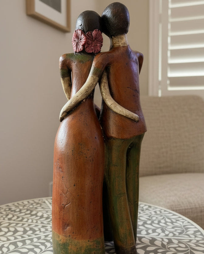 Handmade Mexican Couple Figurine – Artisan Folk Art Sculpture From Guadalajara