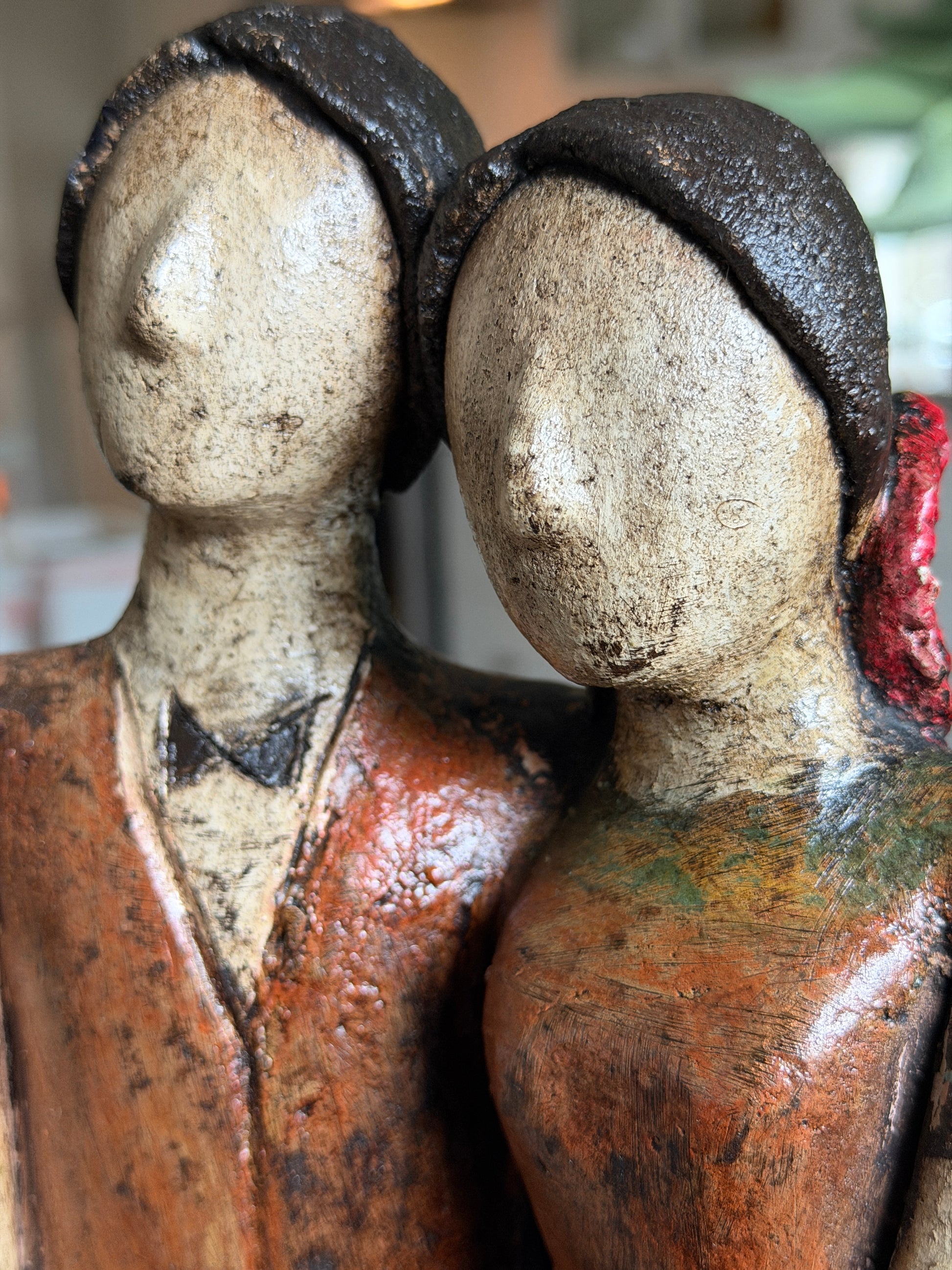 Handmade Mexican Couple Figurine – Artisan Folk Art Sculpture From Guadalajara