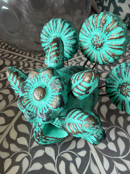 Handcrafted Floral Clay Skull – Artisan Calavera from Guadalajara, Mexico