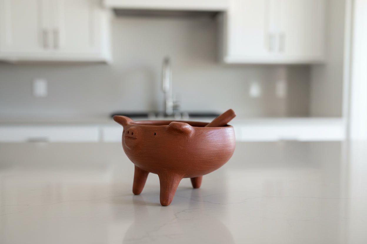 Handmade Barro Rojo Pig Serving Dish – Oaxacan Red Clay Folk Art