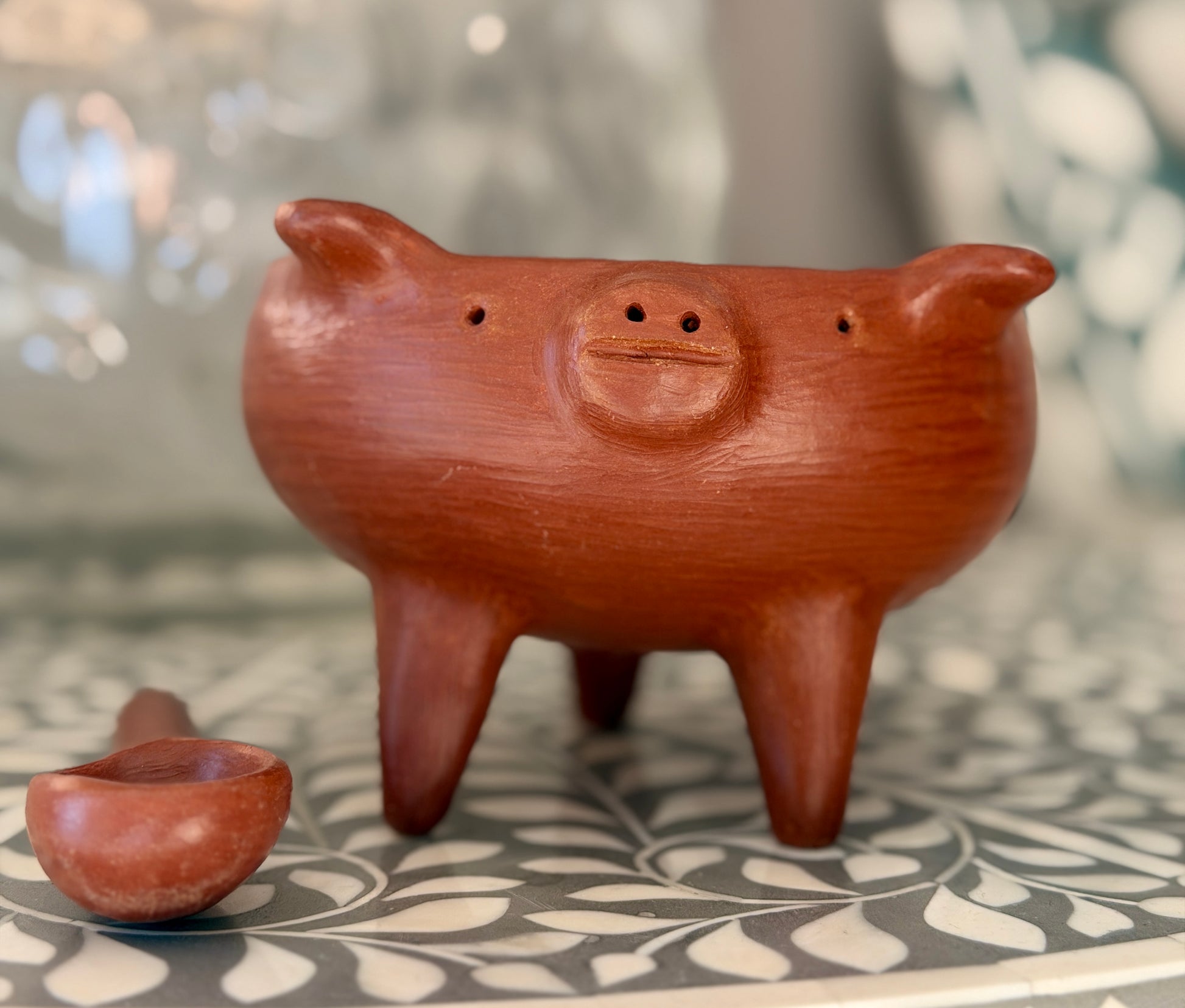 Handmade Barro Rojo Pig Serving Dish – Oaxacan Red Clay Folk Art
