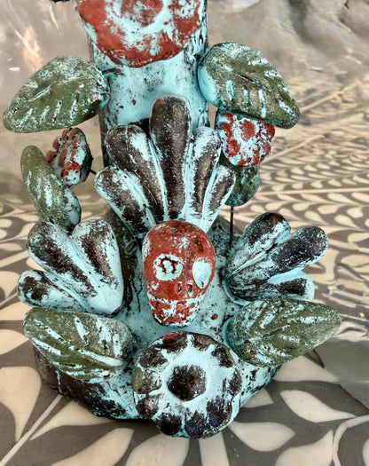Handmade Day of the Dead Skull Candlesticks – Mexican Floral Calavera Candle Holders Set of 2