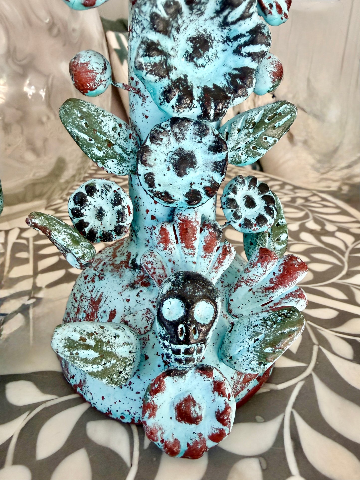 Handmade Day of the Dead Skull Candlesticks – Mexican Floral Calavera Candle Holders Set of 2
