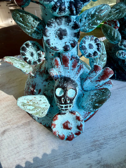Handmade Day of the Dead Skull Candlesticks – Mexican Floral Calavera Candle Holders Set of 2
