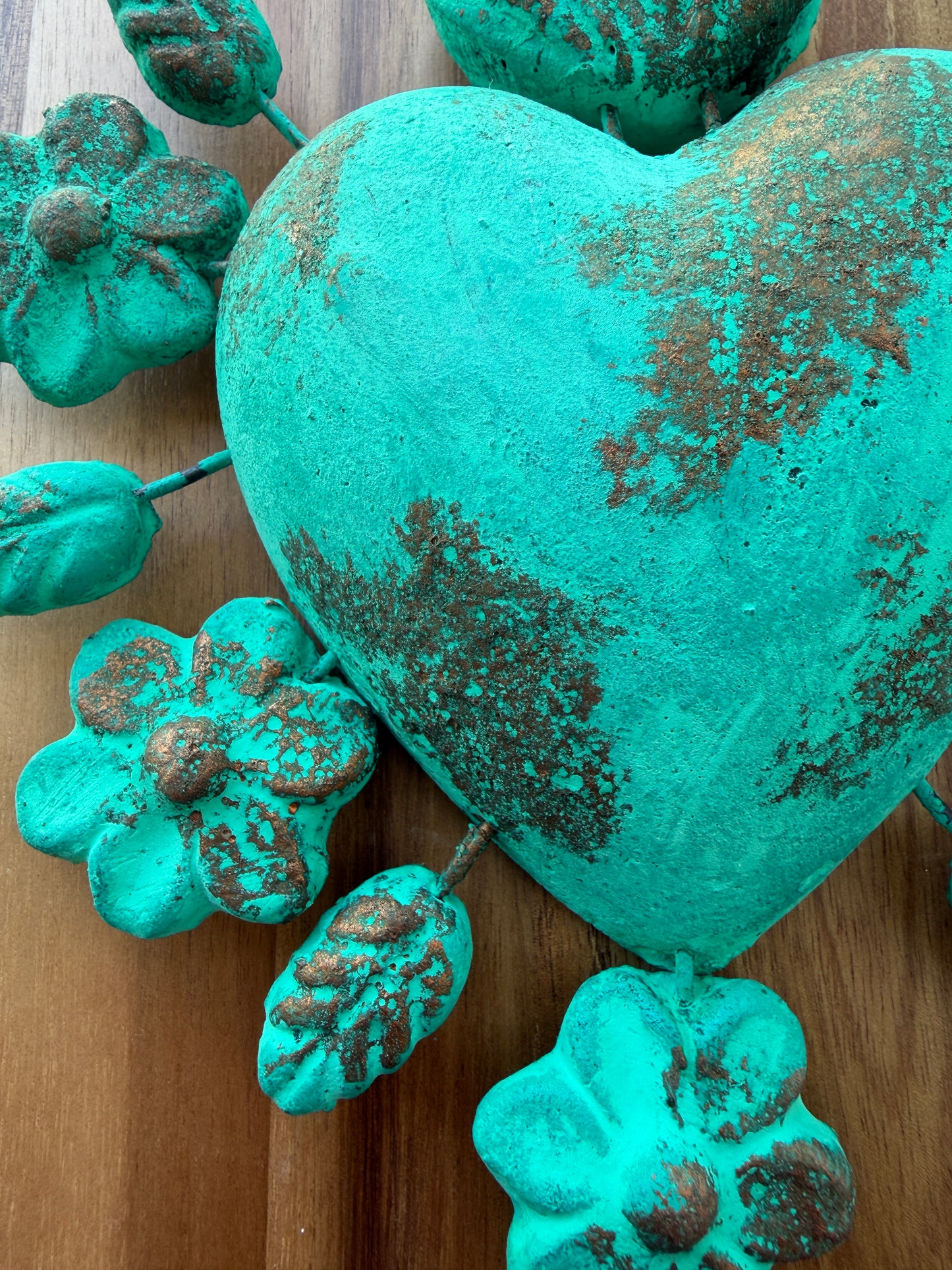 Handmade Turquoise Sacred Heart Wall Decor | Mexican Folk Art from Guadalajara