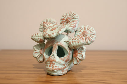 Handcrafted Floral Clay Skull – Artisan Calavera from Guadalajara, Mexico
