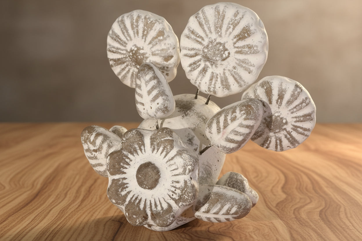 Handcrafted Floral Clay Skull – Artisan Calavera from Guadalajara, Mexico