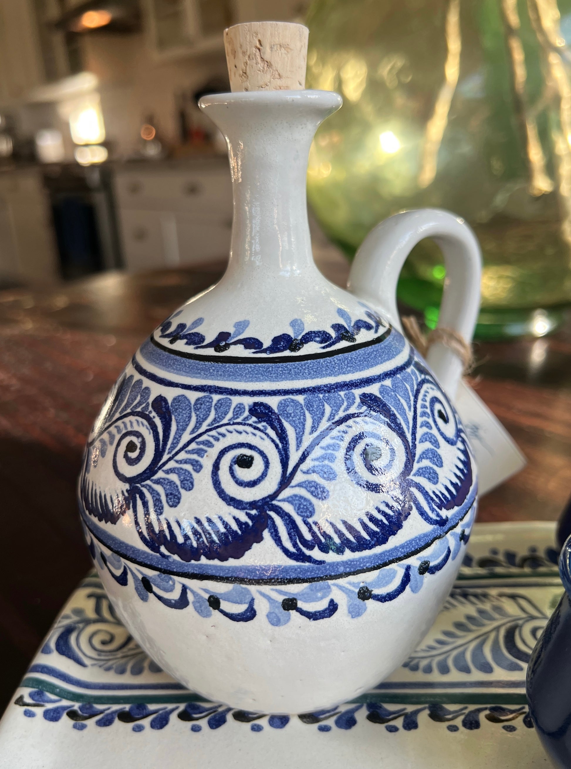 Handmade Mexican Ceramic Tequila & Mezcal Decanter Set with Shot Glasses and Serving Plate