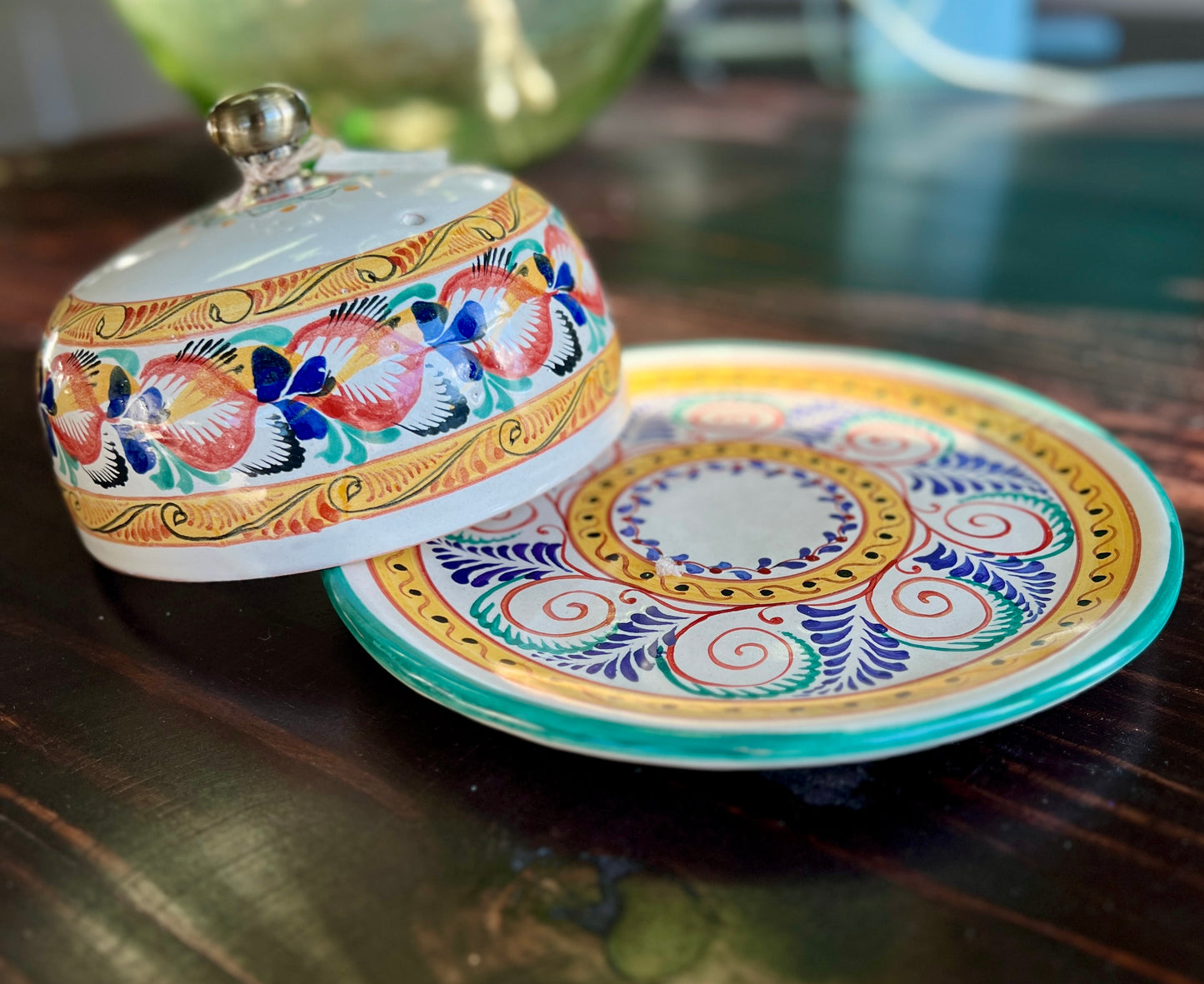 Handmade Ceramic Cheese Dome with Plate — High-Temp Artisan Craft from Aguascalientes, Mexico