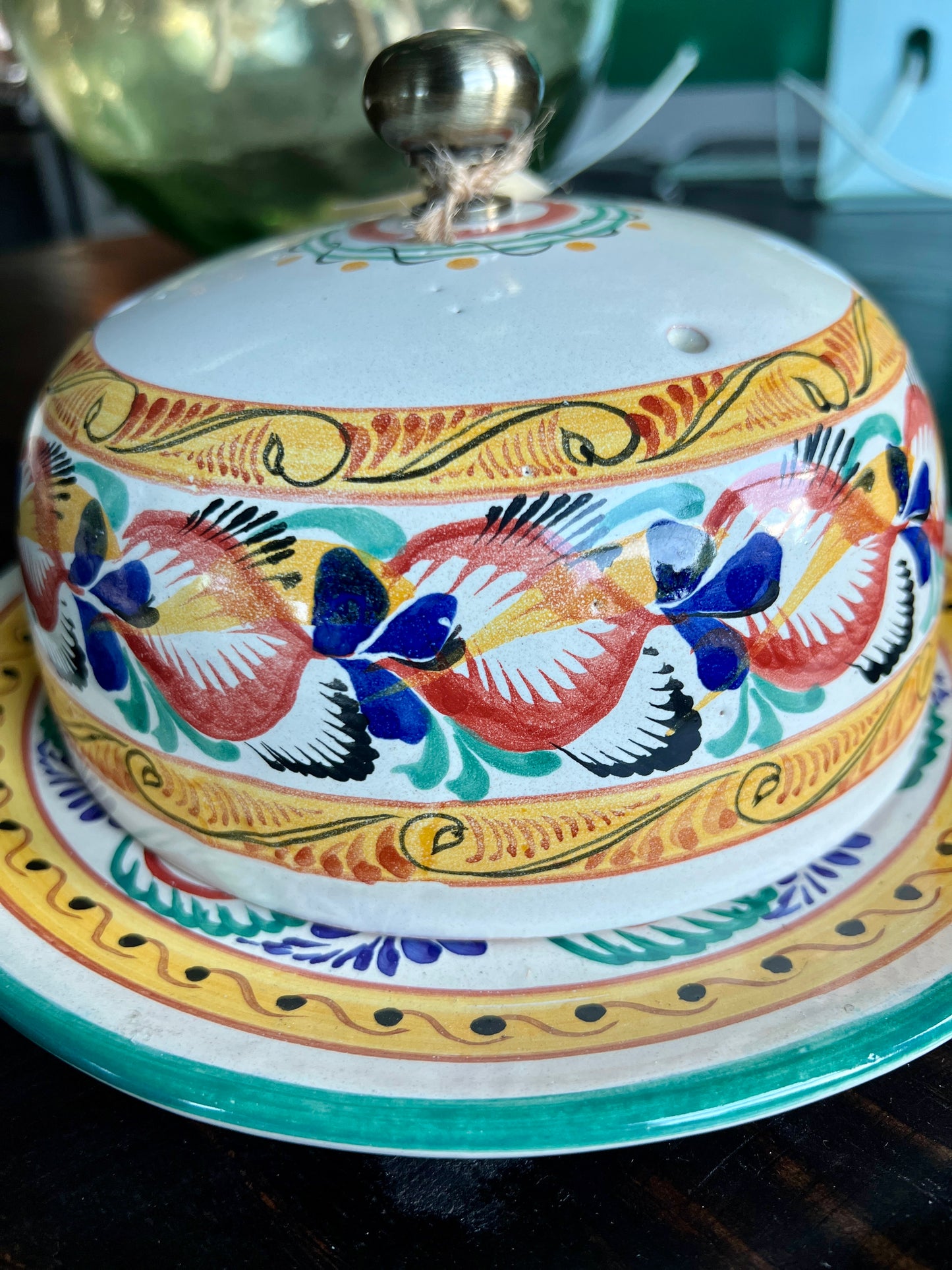 Handmade Ceramic Cheese Dome with Plate — High-Temp Artisan Craft from Aguascalientes, Mexico