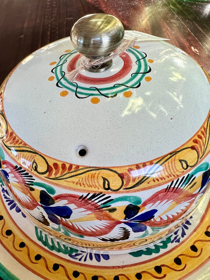 Handmade Ceramic Cheese Dome with Plate — High-Temp Artisan Craft from Aguascalientes, Mexico