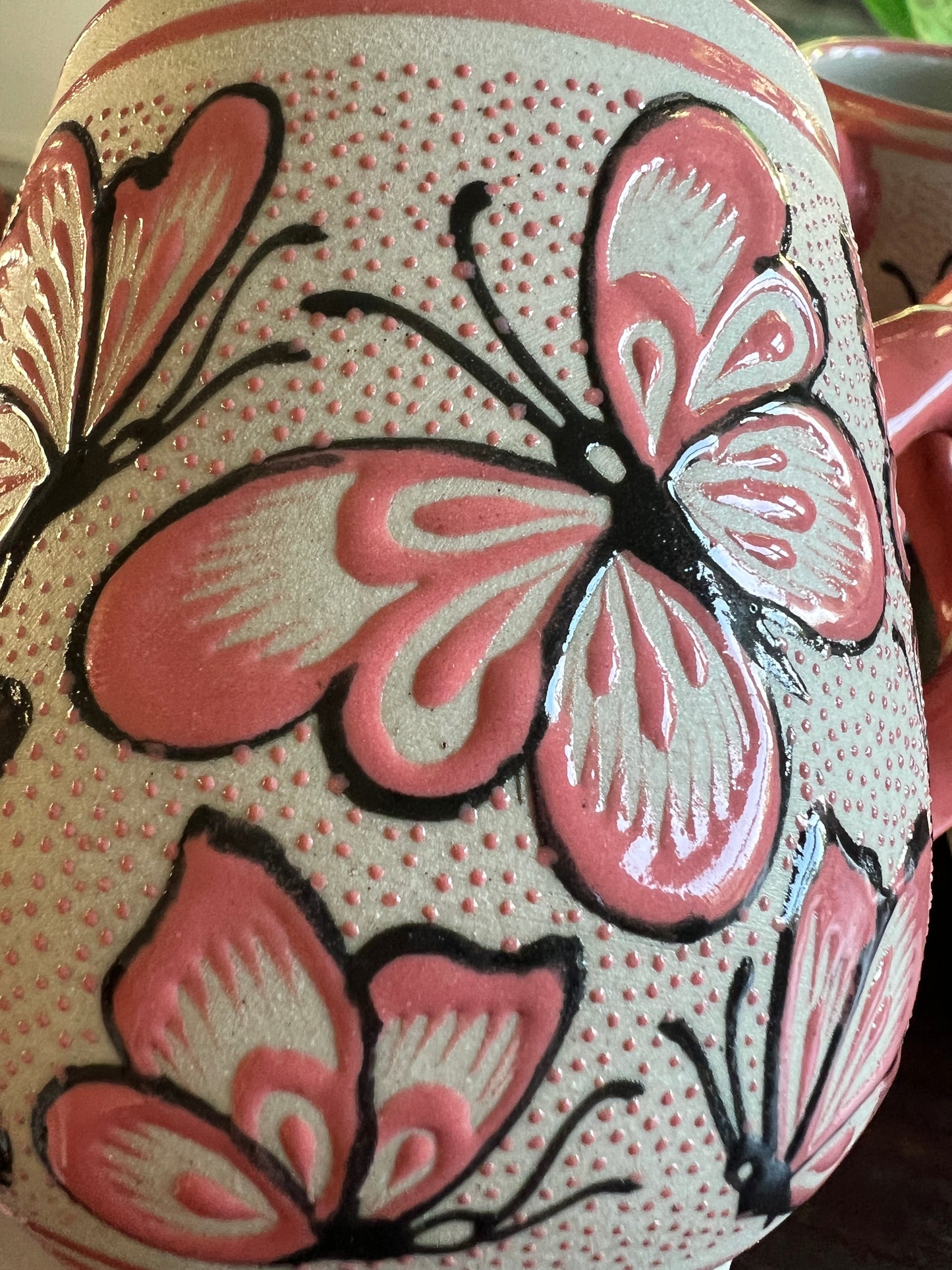 Handcrafted Butterfly Ceramic Mug | High-Temperature Pottery from Guanajuato, Mexico- Set of 2