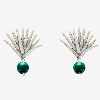 Luxury Agave Malachite Earrings in .925 Silver – Handmade in Guadalajara