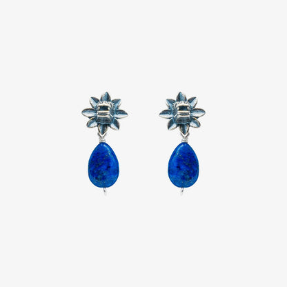 Kukulkán Lapis Lazuli Drop Earrings – Sterling Silver .925 | Handmade Mexican Jewelry