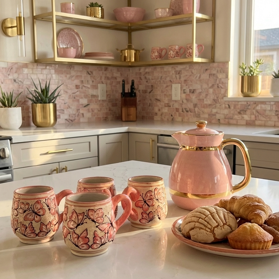 Handcrafted Butterfly Ceramic Mug | High-Temperature Pottery from Guanajuato, Mexico- Set of 2