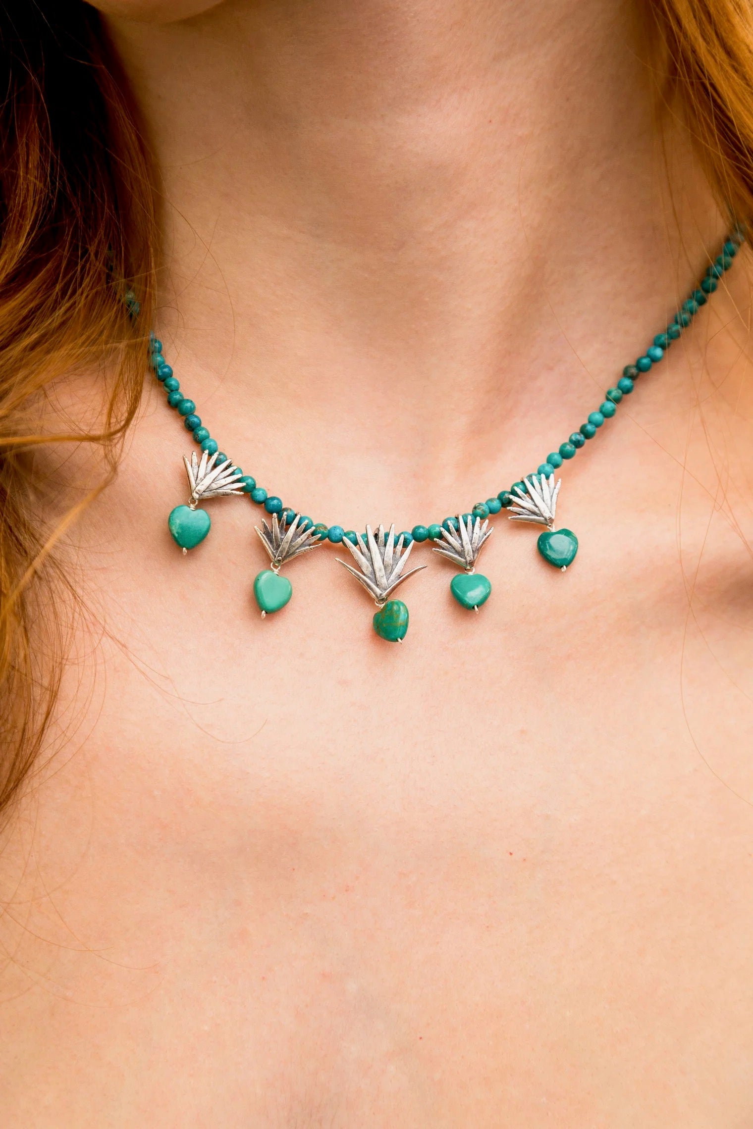 Turquoise Agave Necklace – Sterling Silver Handmade Mexican Jewelry