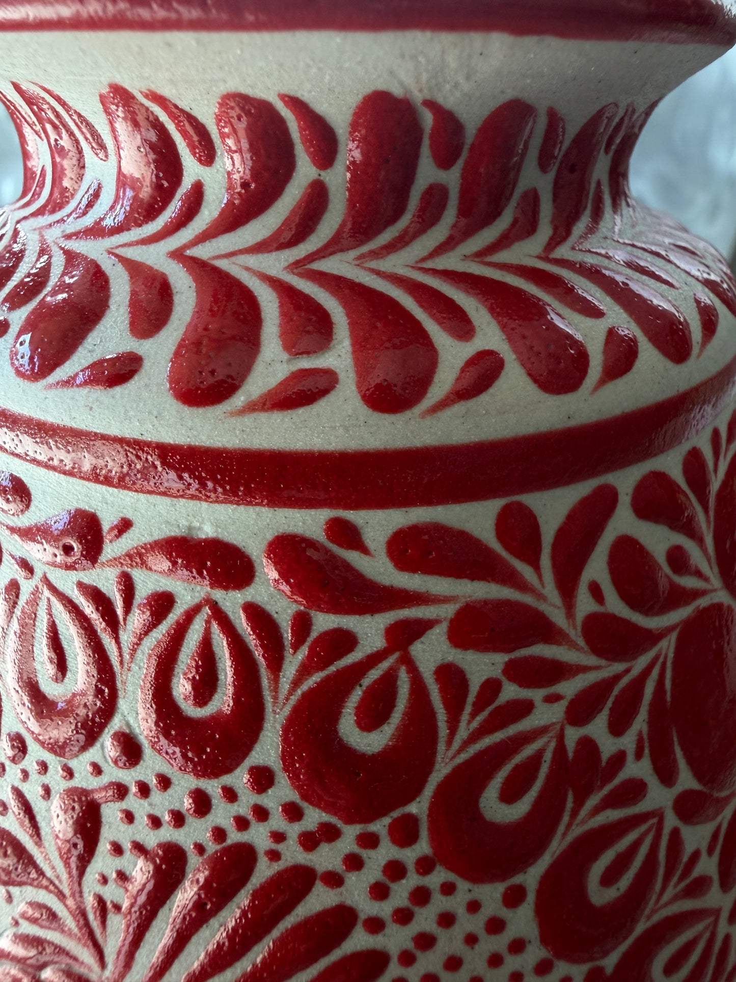 One of a Kind Hand Painted Talavera Style Ceramic Vase – Mexican Hummingbird Folk Art from Guanajuato