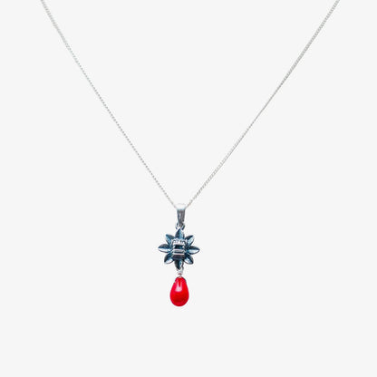 Dije Quetzalcóatl Rojo – Handmade Sterling Silver Mexican Necklace