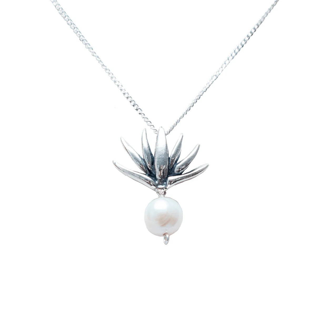 Agave Pearl Pendant Necklace | .925 Sterling Silver & Freshwater Pearl | Handmade Mexican Jewelry by Gabriela Sánchez