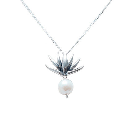 Agave Pearl Pendant Necklace | .925 Sterling Silver & Freshwater Pearl | Handmade Mexican Jewelry by Gabriela Sánchez